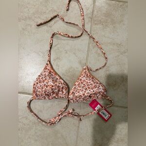 Xhilaration Floral Bikini Top - Orange and White. Size Small.